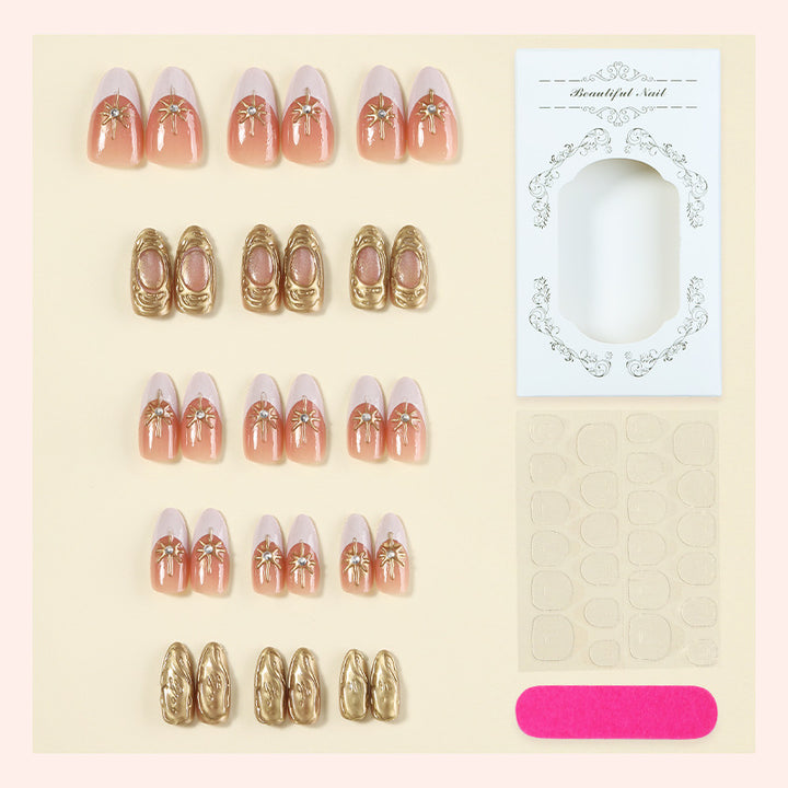 Premium Dekorative Press-On Nagel Set mit Eleganten Floralen Akzenten Karnz