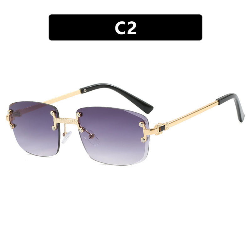 Damen elegante quadratische Sonnenbrille mit transparenten Gläsern und hochwertigem Metallrahmen Karnz
