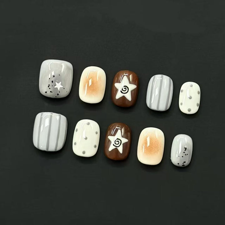 Künstlerisches katzenmotiviertes Press-On-Nagelkunstset Karnz