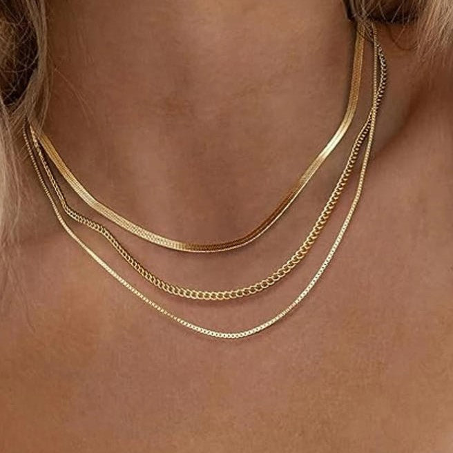 Schichtige Goldkette Halskette Karnz