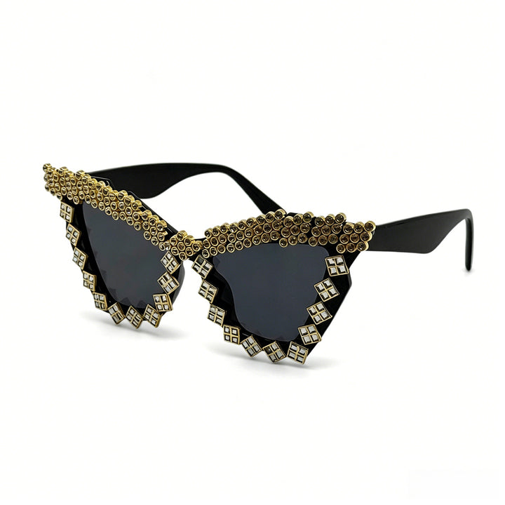 Damen Designer-Sonnenbrille mit glamourösem kristallverziertem Rahmen Karnz