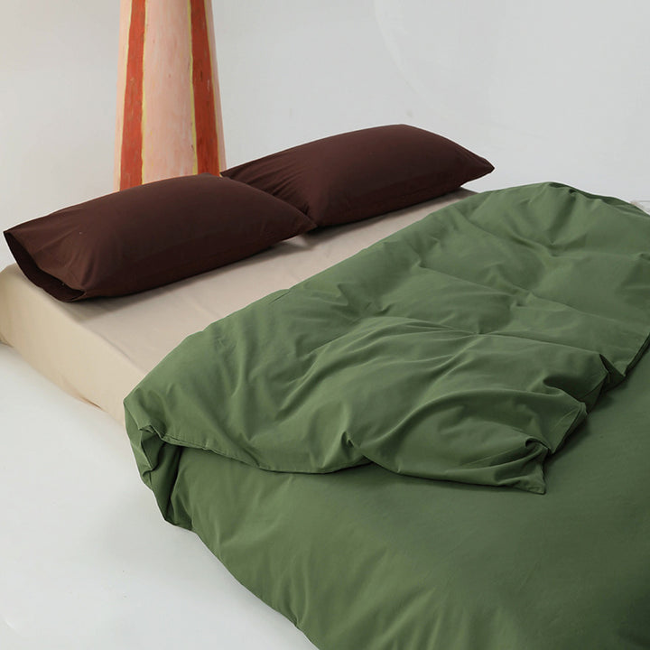 Premium-Baumwollsatin-Duvetbezug-Set mit Spannbetttuch und Kissenbezügen