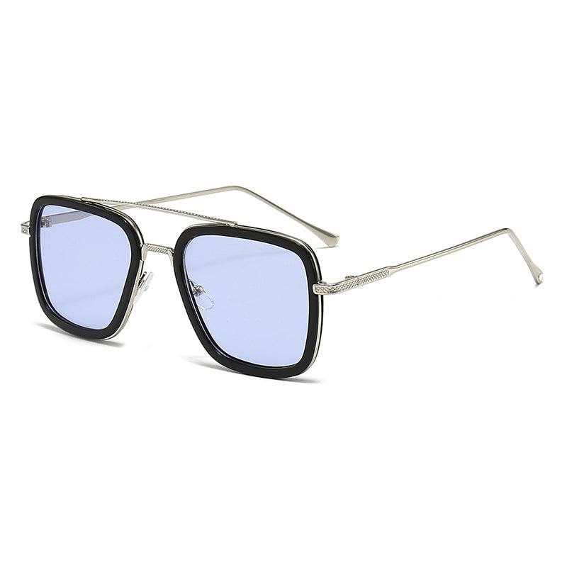 Damen modische quadratische Sonnenbrille mit glamourösem Metallrahmen Karnz