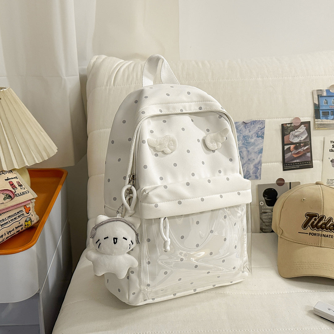 Polka-Dot-Muster Rucksack mit verspielten Flügelakzenten Karnz