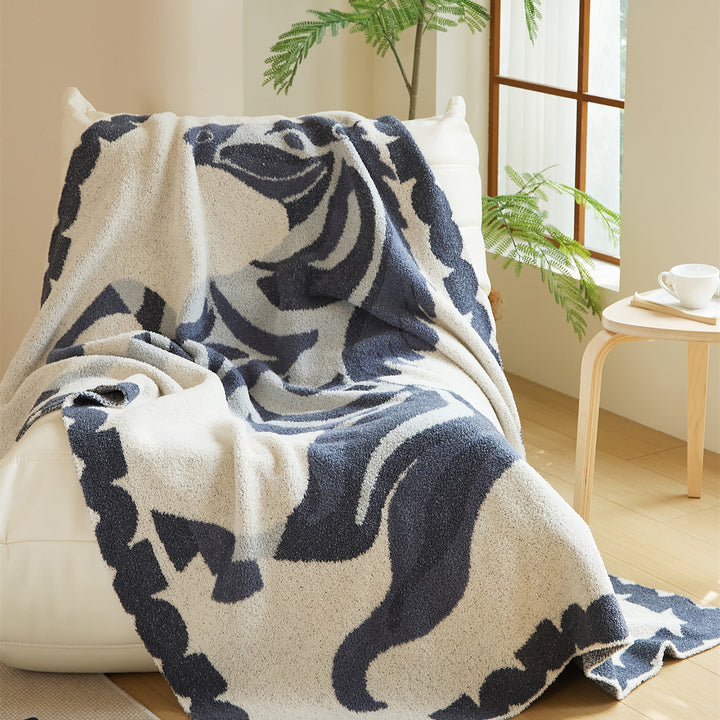 Plüsch Jacquard Sherpa Wurfdecke