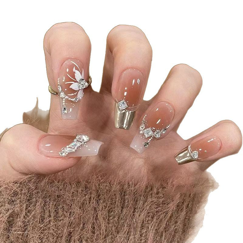 Dekoratives Strass-verziertes Press-On-Nagelset Karnz