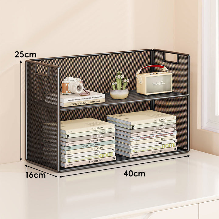 Mesh Stufiger Desktop-Organizer-Regal mit Griffausschnitten
