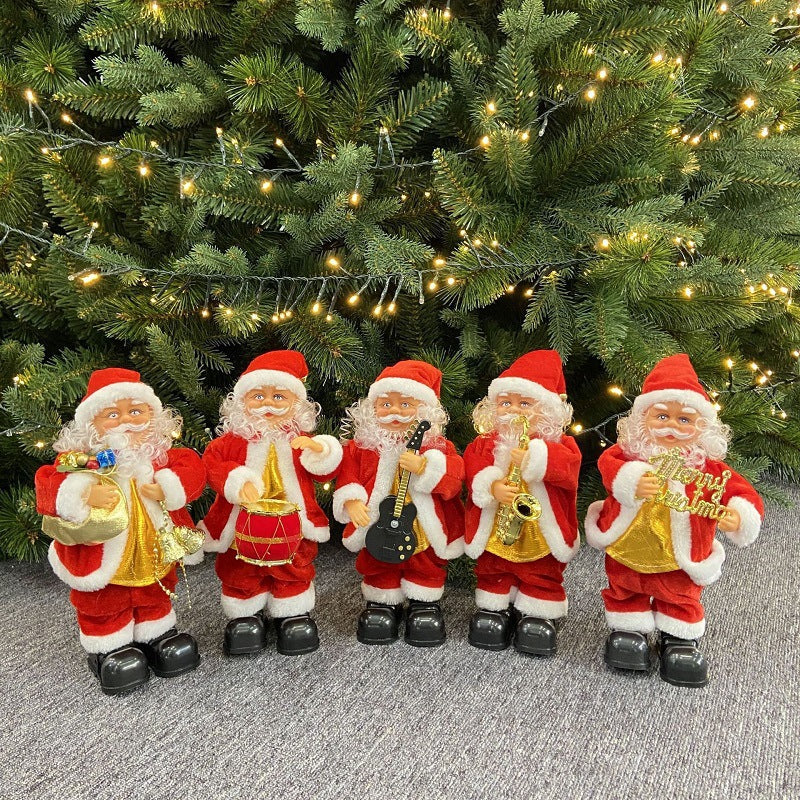 Niedlicher Weihnachtsmann mit Weihnachtsgruß-Schild Karnz