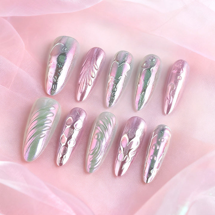 Künstlerisches Metallic-Gel-Nagelkunst-Design Karnz