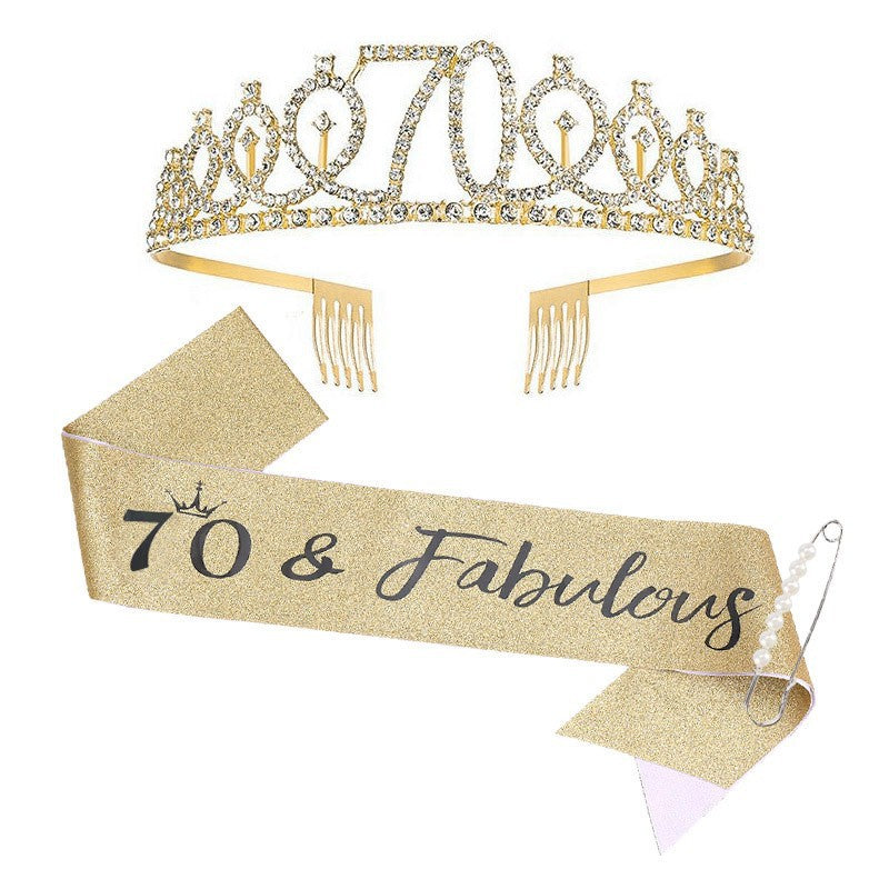 Damen Glitzernde Tiara mit personalisiertem 80. Geburtstagsschriftzug Karnz