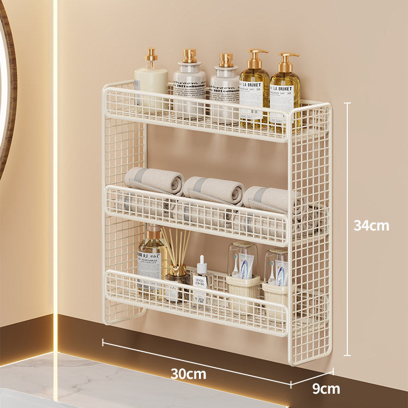 Dreifach-Tier Wandmontierter Metallgitter Badezimmer-Organizer Regal