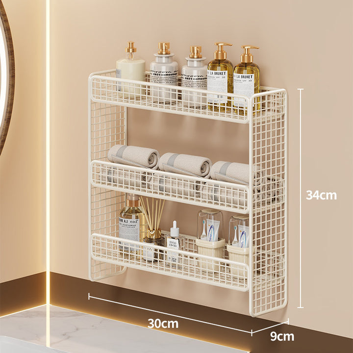 Dreifach-Tier Wandmontierter Metallgitter Badezimmer-Organizer Regal
