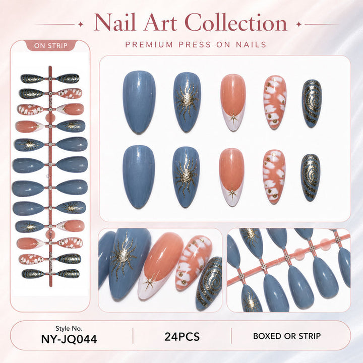 Elegante Premium Kunstnägel mit floralen und Glitzer-Designs Karnz