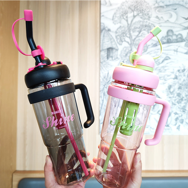 Damen praktische Trinkflasche mit integriertem Strohhalm Karnz