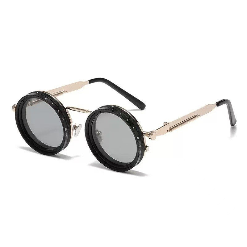 Damen vintage inspirierte runde Sonnenbrille mit einzigartigem Rahmen Karnz