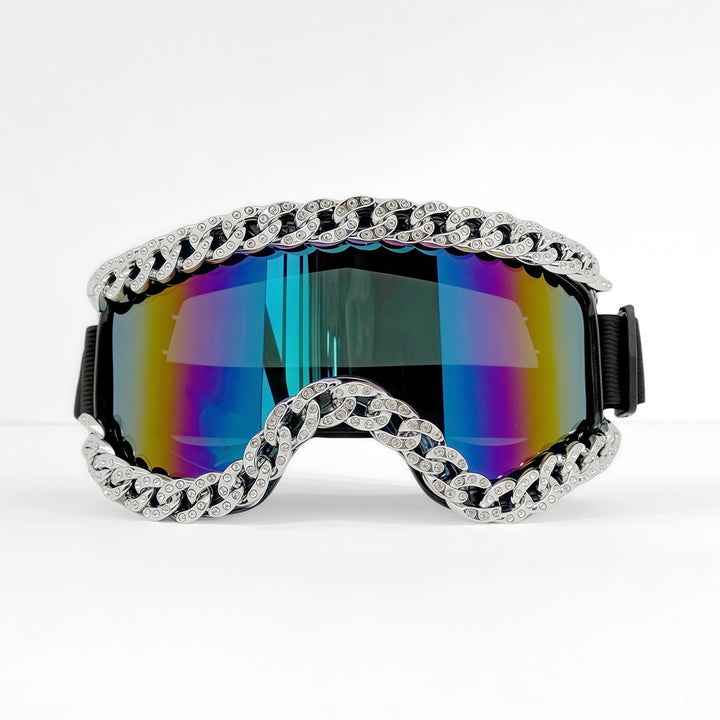 Unisex Skibrille mit funkelndem Kristallrahmen Karnz