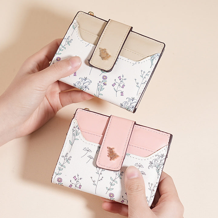 Floral Print Leder Kartenetui