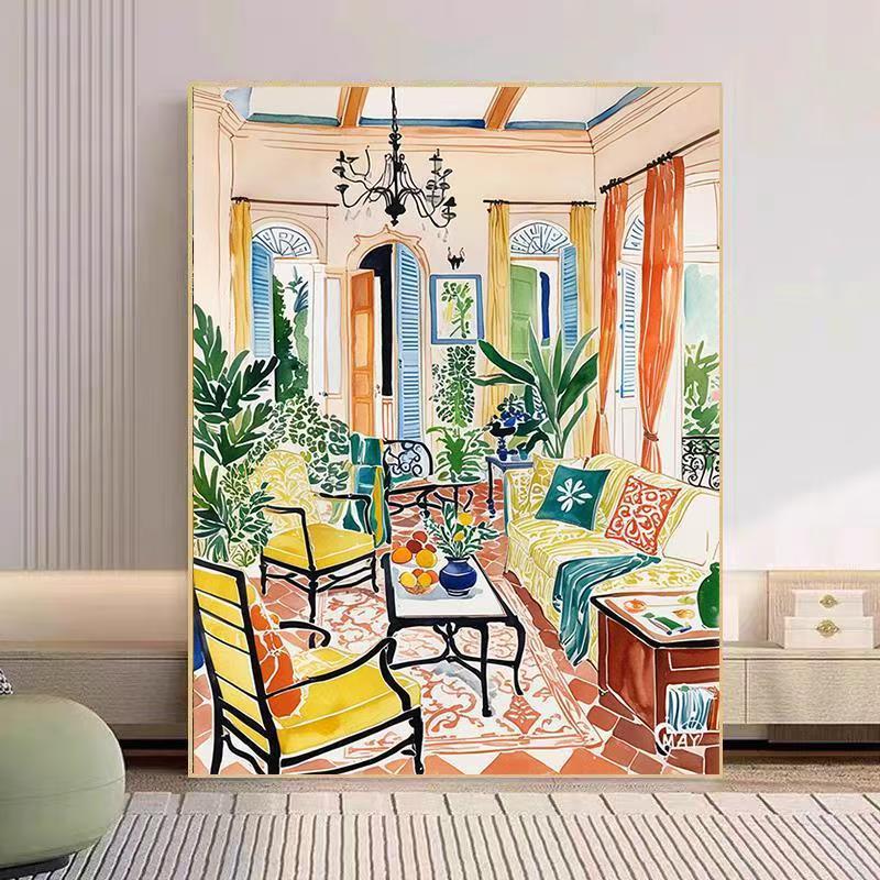 Gemütlicher Wohnzimmer Aquarell Kunstdruck Karnz