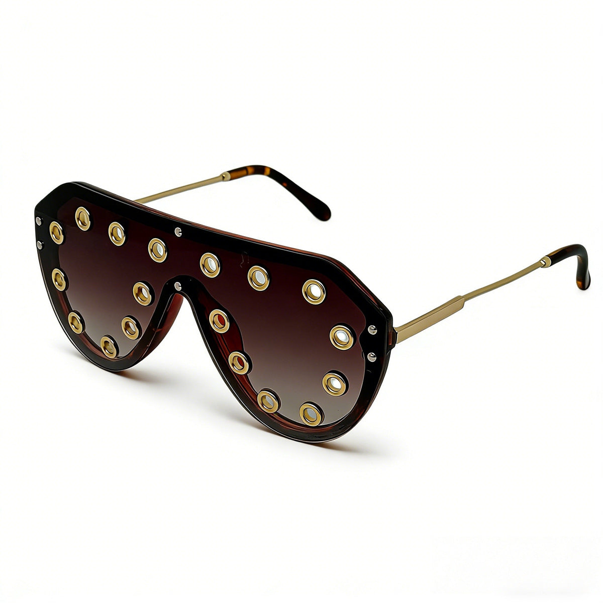 Damen Statement-Sonnenbrille im futuristischen Design mit dekorativen Elementen Karnz
