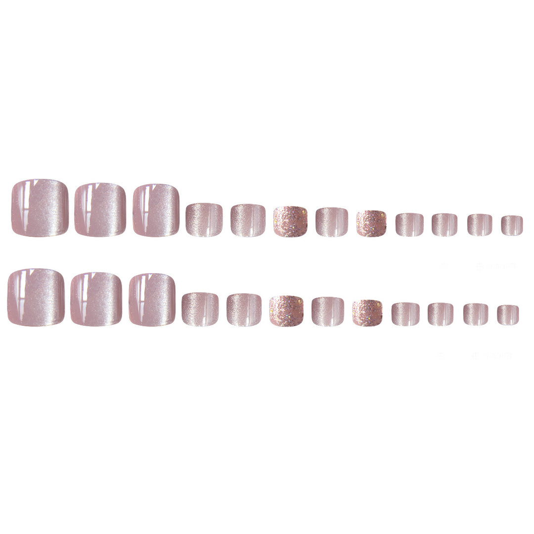 Elegante Glitzerpediküre-Nagelkunst Karnz