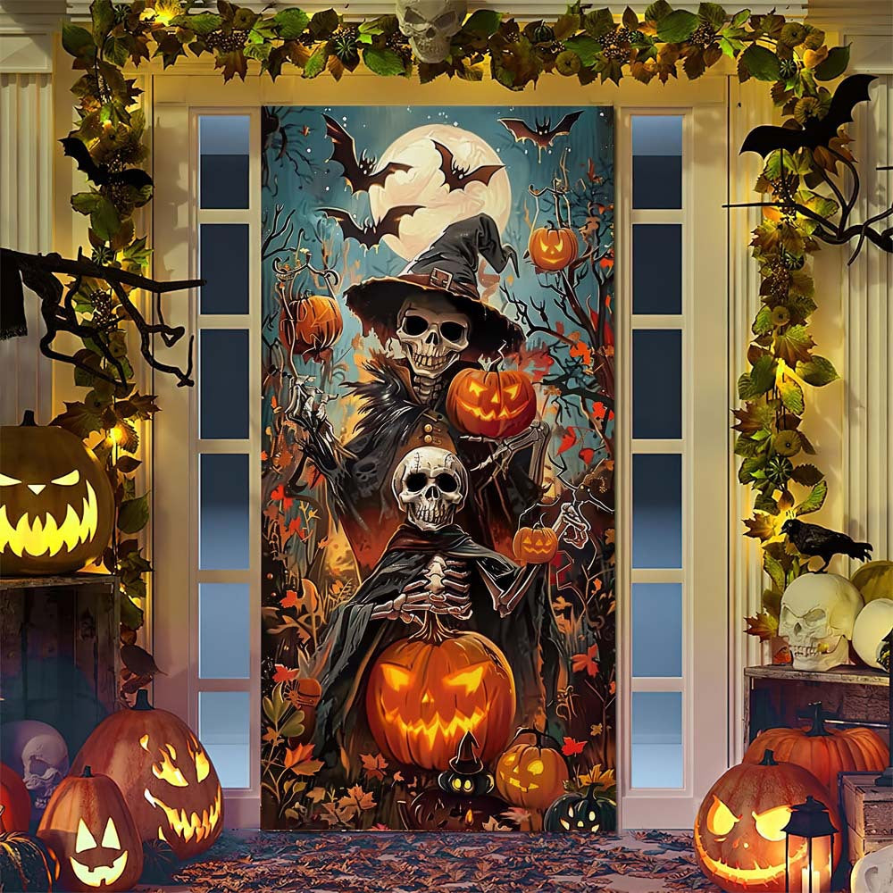 Halloween-Türposter mit großformatiger Grim-Reaper-Illustration und wiederverwendbarem PVC-Planenstoff