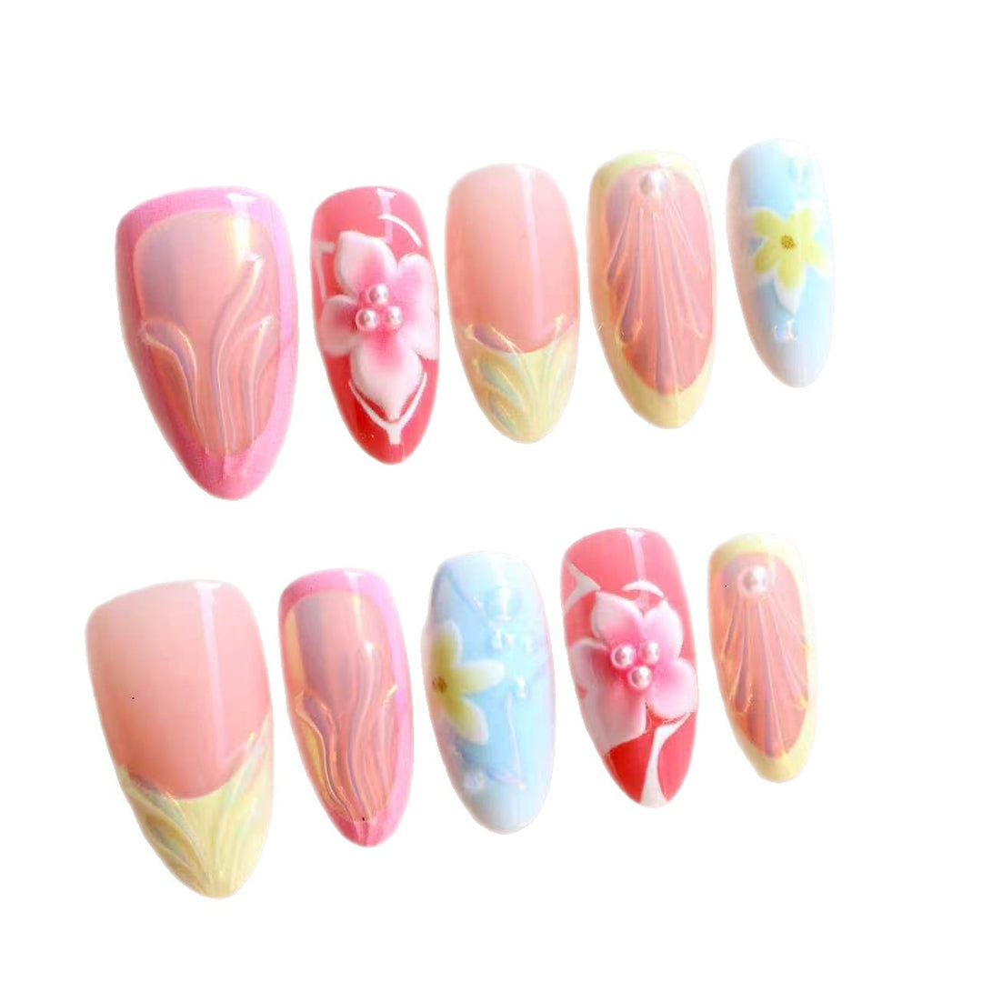 Künstlerisches Floral Press-On Nagelset Karnz 1788497796