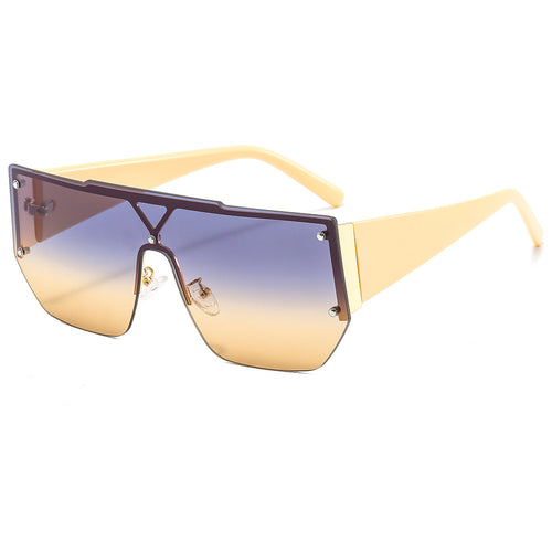 Damen modische Oversize-Sonnenbrille mit einzigartigem geometrischen Rahmen Karnz