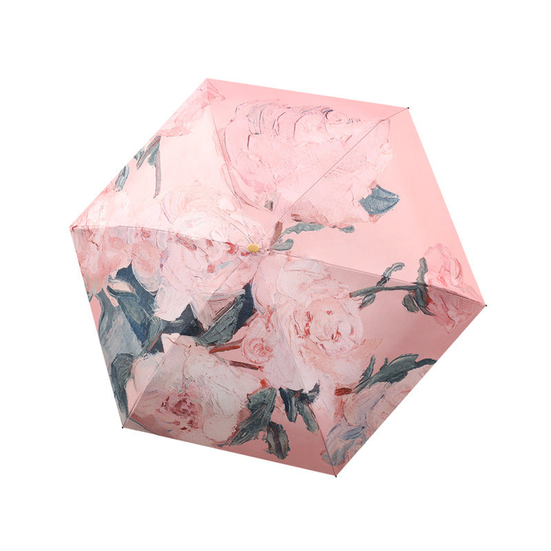 Damen Falt-Regenschirm mit detailgetreuem floralem 3D-Motiv Karnz