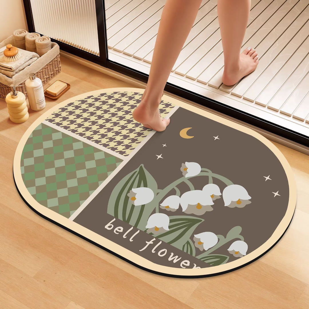 Künstlerische Florale Badematte Karnz