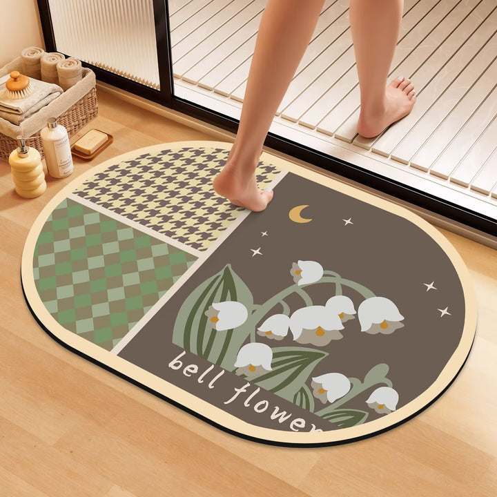 Künstlerische Florale Badematte Karnz