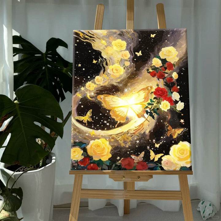 Bunte Schmetterlinge und Floral Leinwanddruck Karnz