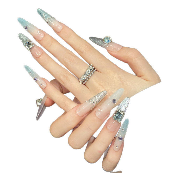 Glamorous Designer Press-On Nagelkunst Set mit dekorativen Strass-Akzenten