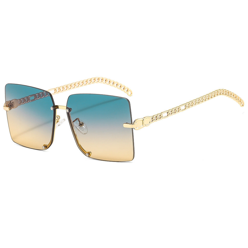 Damen modische Sonnenbrille mit luxuriösem Kettenarm und rechteckigem Rahmen Karnz