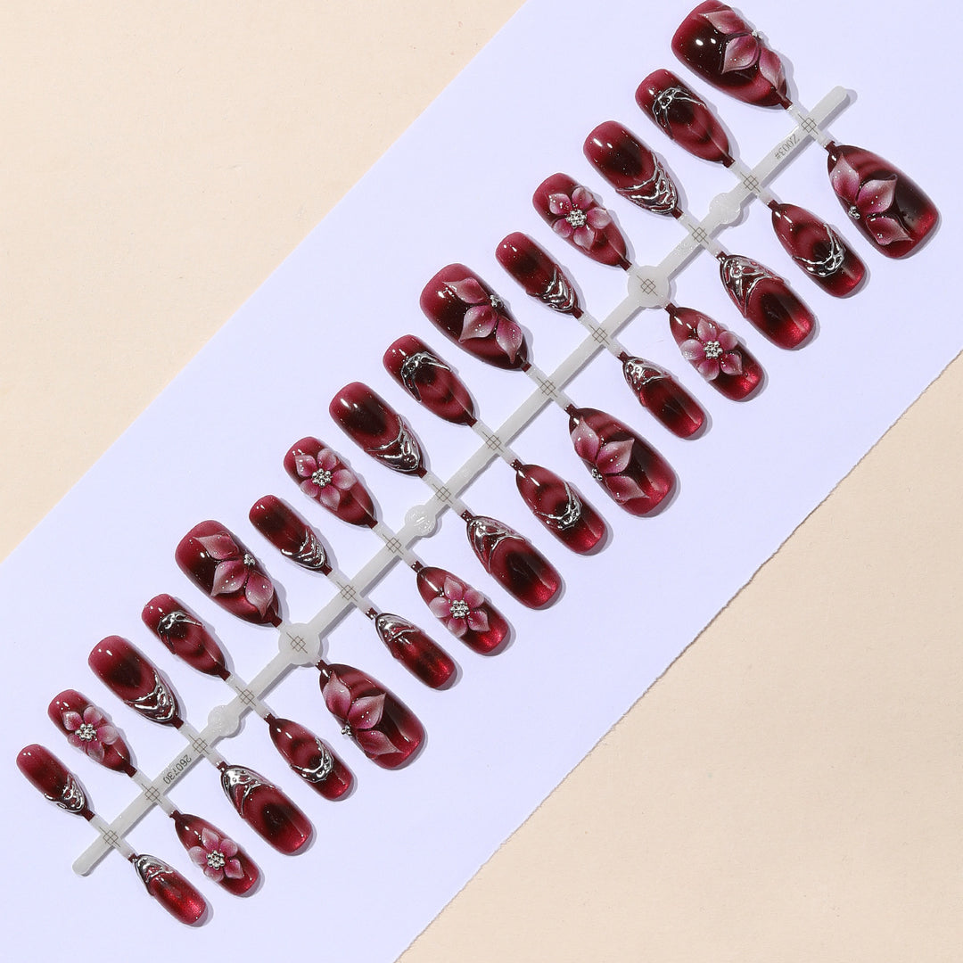 3D Blumenakzent Stiletto Nagelkunst Verlängerungen Karnz