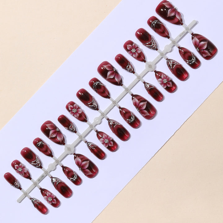 3D Blumenakzent Stiletto Nagelkunst Verlängerungen Karnz