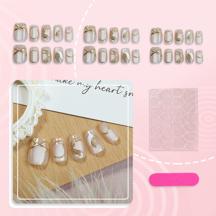 Luxuriöses Gold-akzentuiertes Press-On-Nagelset