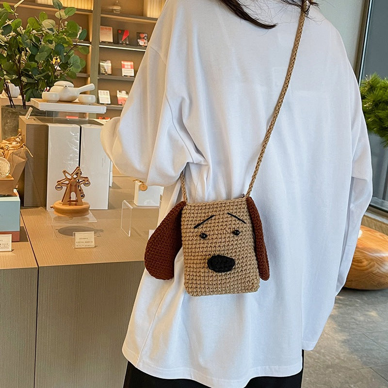 Süße hunde-themed Häkel-Crossbody-Tasche
