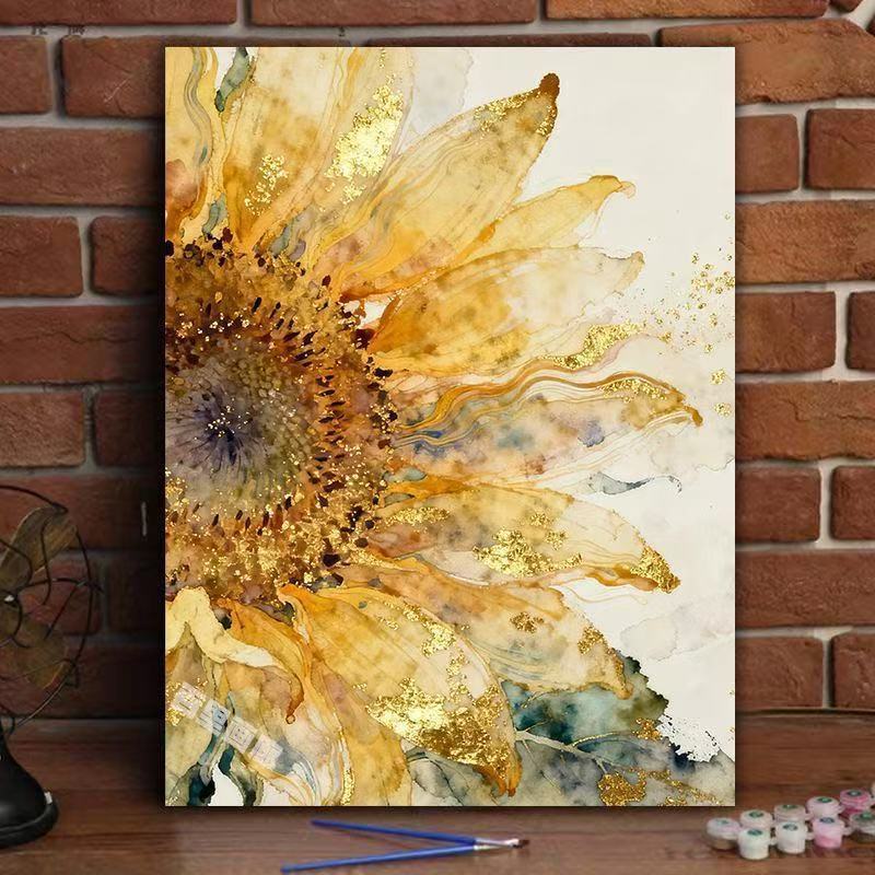 Elegante Sonnenblumen-Aquarell-Leinwandkunst Karnz