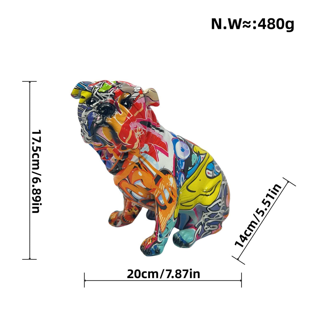 Bunte Dekofigur eines Hundes im modernen Design Karnz