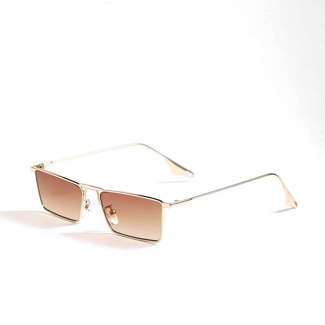 Damen elegante geometrische Sonnenbrille mit stylischem Metallrahmen Karnz