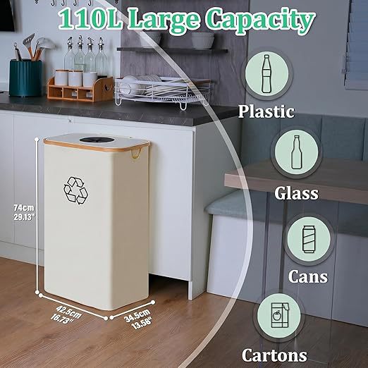 Eleganter Recyclingbehälter mit Abnehmbarem Deckel und Fächern Karnz
