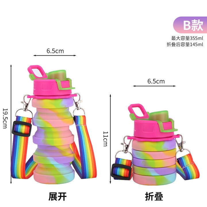 Damen zusammenfaltbare Silikon-Wasserflasche mit buntem Design Karnz