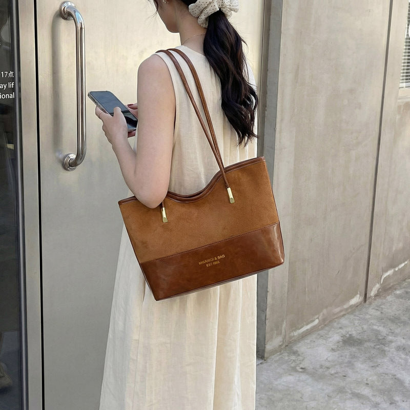 WoStylish Wildleder und Leder Schulter Tote Tasche Karnz