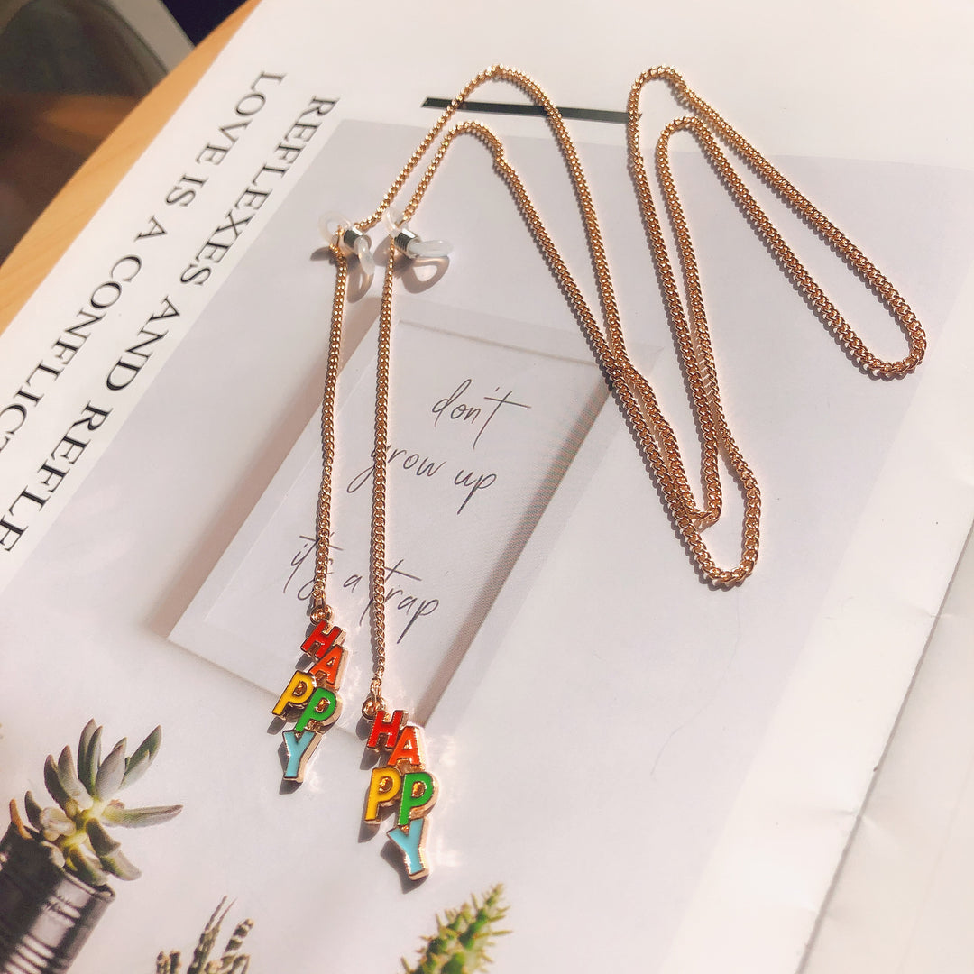Stylische Dual Charm Brille Kette Karnz
