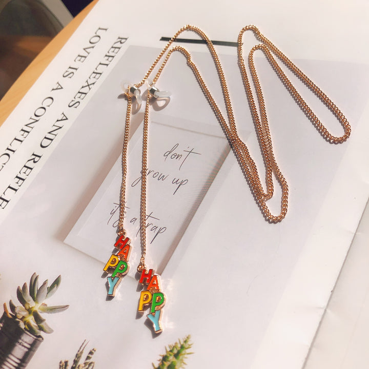 Stylische Dual Charm Brille Kette Karnz