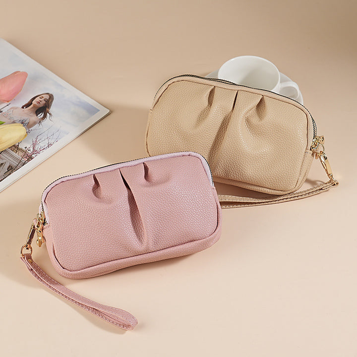 Texturierte Reißverschluss-Clutch Tasche