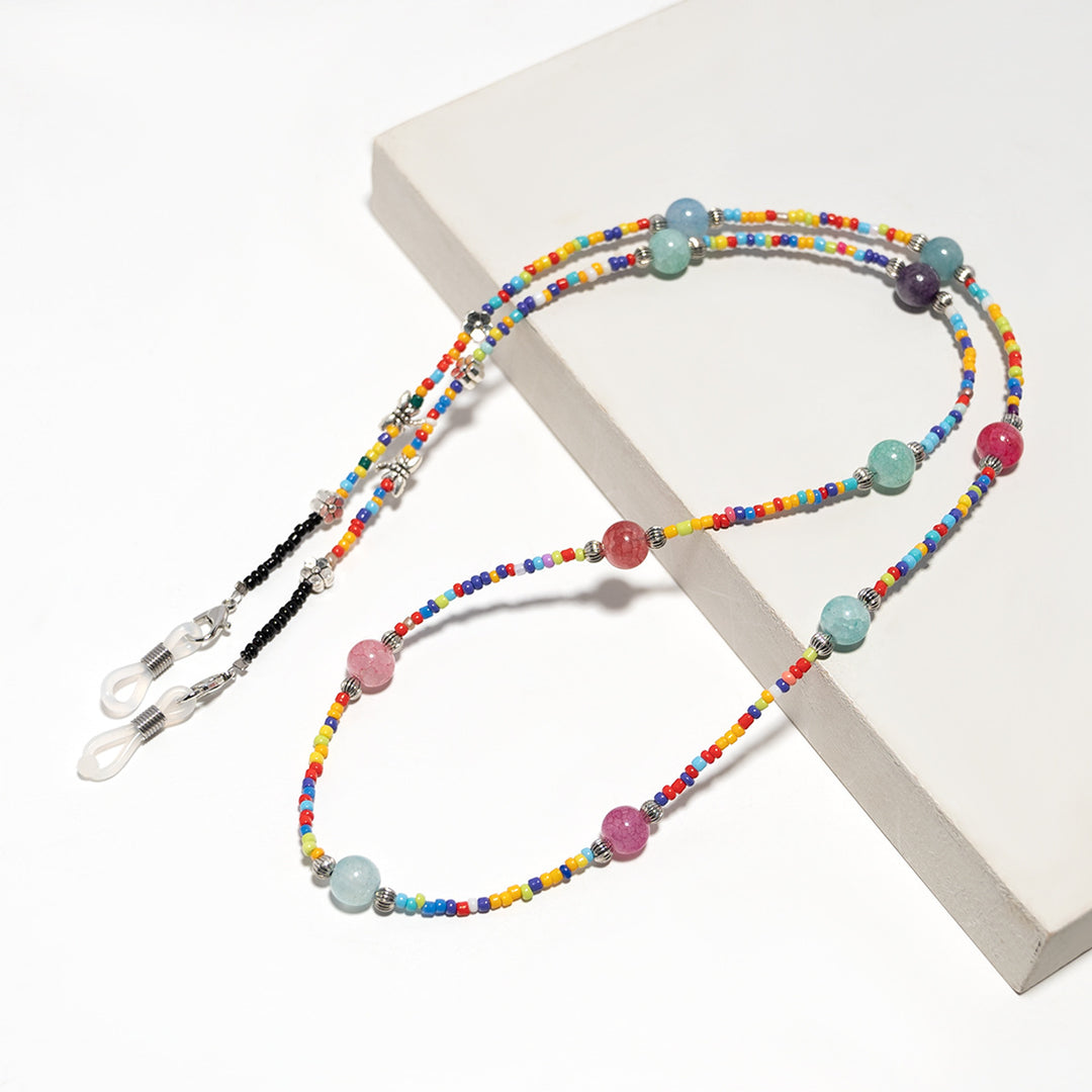 Bunte Perlen Brillen Kette Karnz