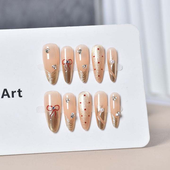 Elegantes mit Strass verziertes Press-On-Nail-Art-Set Karnz