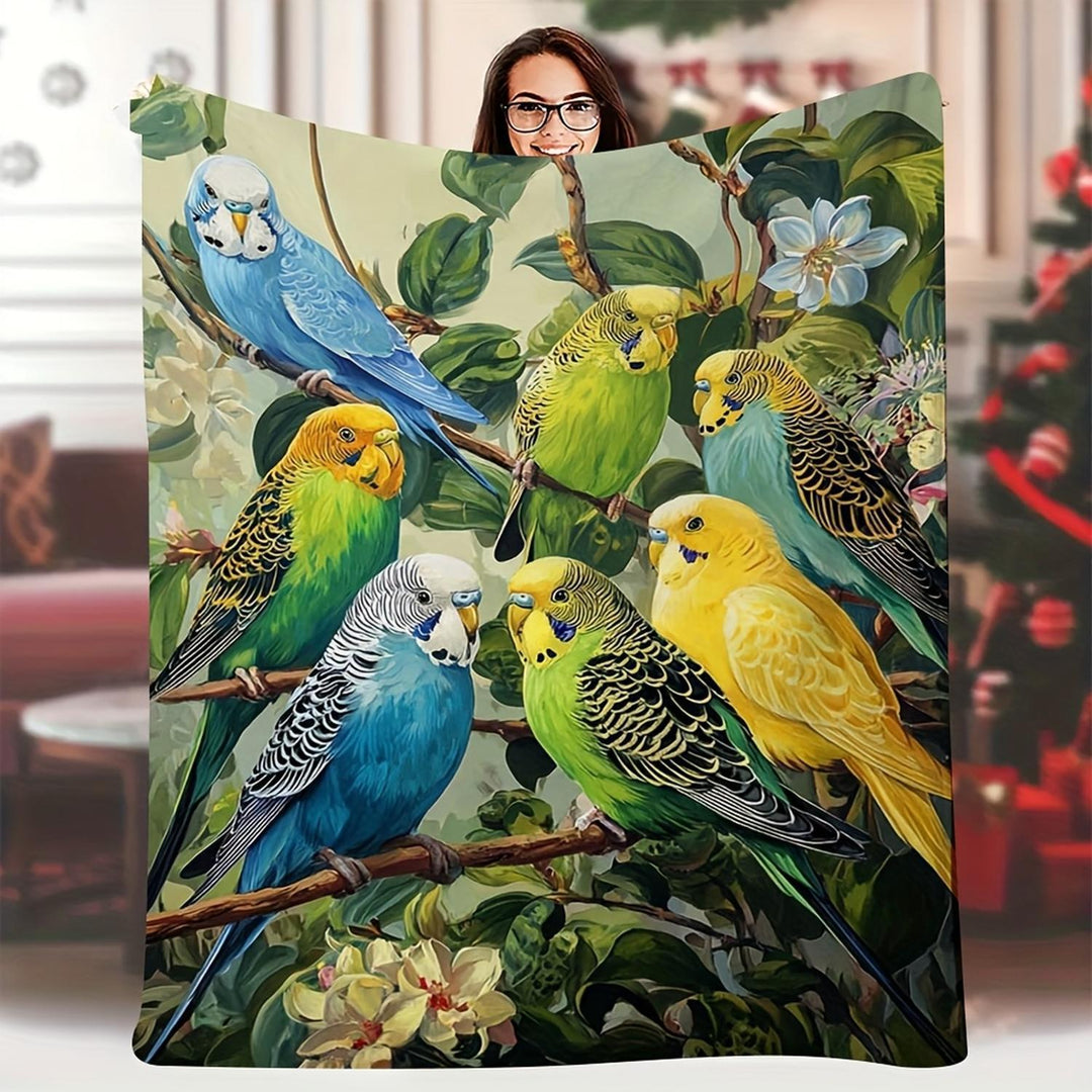 Künstlerisches Budgie-Print-Wurfdecke