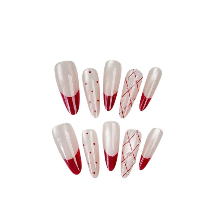 Elegante Kunstnagel-Set mit stilvollen roten Akzenten Karnz